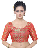 Madhu Fashion Women's Brocade Half Sleeve Saree Blouse