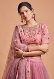 Zeel Clothing Women's Net Embroidered Semi-Stitched New Lehenga Choli with Dupatta (7309-Pink-Wedding-Girlish-Latest-Lehenga; Free Size)