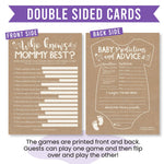 75 Rustic Baby Shower Games Gender Neutral - 6 Games Double Sided, Who Knows Mommy Best Baby Shower Game Funny, Baby Shower Advice Cards, etc, Baby Prediction And Advice Cards, Gender Reveal Games