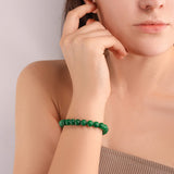 Crystal Vibe Stretchable Beaded Jade Bracelet 8mm - Bring Good Luck, Wealth, Prosperity and Happiness - Healing Crystal Green Jade Bracelet for Women Men