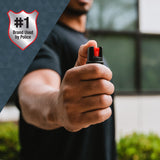 SABRE RED Compact Pepper Spray, Maximum Police Strength OC Spray with UV Dye, Compact Belt Clip For Easy Carry and Fast Access, 35 Bursts, 10-Foot (3 m) Range, Secure and Easy to Use Safety Black