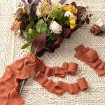 JEDIA Fall Ribbon, 3 Rolls Terracotta Chiffon Ribbon, 1.5" x 7Yd Ribbons Set for Gift Wrapping, Wedding Invitations, Bouquet Wrap, Bridal Bouquets, DIY Crafts 3 Rolls, 1.5*21YD
