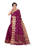 PISARA Women's Chanderi Cotton Silk Saree With Blouse Piece