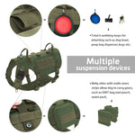 Forestpaw Tactical Dog Vest Harness and Easy Control Training Dog Collar with Bungee Dog Leash Set No Pull Military Dog Harness with Backpack for Medium Large Dogs-Green L L:Harness neck 19.5-39.0", Chest 21.5-45.0" Green