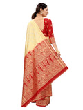 SATYAM WEAVES Women’s Daily/Party/Wedding/Casual Wear Rapier Jacquard Banarasi Cotton Silk Saree With Jacquard Designed Unstitched Blouse Piece