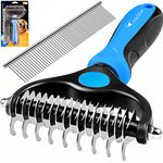 Hikster Undercoat Rake for Dogs & Cats with Pet Comb, Pet Grooming Brush, Double-Sided Dog Deshedding Tool Removes Knots & Tangled Hair, Dematting Comb for Dogs with Dog Comb for Grooming