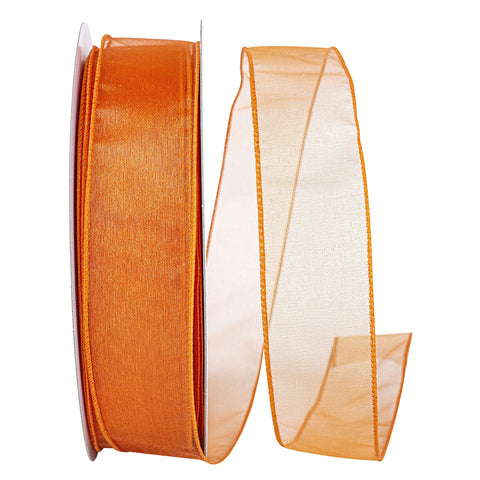Reliant Ribbon 99908W-058-09K Sheer Lovely Value Wired Edge Ribbon, 1-1/2 Inch X 50 Yards, Orange