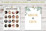 Greenery Baby Shower Games - Horror or Labor, 31 Cards(Attach Answer Card), Baby Shower Games Gender Neutral-d017