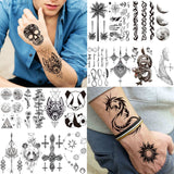 VANTATY 66 Sheets 3D Small Black Temporary Tattoos For Women Men Waterproof Fake Tattoo Stickers For Face Neck Arm Children Tattoo Temporary Flower Birds Star Realistic Tatoo Kits For Boy Girls Adults