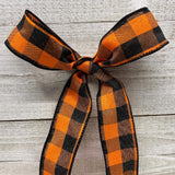 Morex Ribbon Wired Gingham Style Ribbon 1.5" x 50 Yards Orange/Black