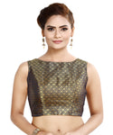 Madhu Fashion Womens Traditional Rich Banaras Brocade Sleeveless Readymade Saree Blouse