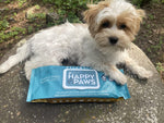 Happy Paws - Natural Pet Wipes for Dogs and Cats. Biodegradable Grooming Wipes for Paws, Eyes, Ears, Glands, and Coat. Large and Durable Cleansing Cloths for Essential Pet Care. 40 Count Pull Pack