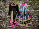 Zeel Clothing Women's Velvet & Silk Semi stitched Lehenga Choli (7005-ZC_Black_Free Size)