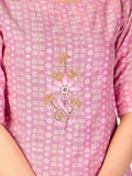 Vbuyz Women's Floral Print & Sequience Work Straight Cotton Blend Kurta Pant with Dupatta