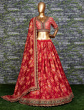 Zeel Clothing Floral Organza Semi-Stitched Lehenga Choli for Women