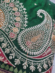Shravanya Women's Banarasi Banarasi Satin Silk Saree With Embroidered Design and Stone Work | With Plain Unstitched Blouse Piece | Jacquard Pallu and Zari Border Blouse
