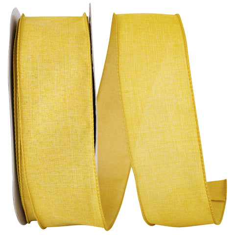 Reliant Ribbon Everyday Linen Value Wired Edge Ribbon, 2-1/2 Inch X 50 Yards, Yellow Gold
