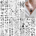FANRUI 52 Sheets Creative Black Tiny Crown Infinity Triangle Fake Tattoos For Men Women Realistic Stars Letters Tattoos For Kids Tattoos Temporary Waterproof Arm Hand Face Finger Neck Tatoo Stickers