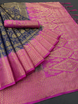 iZibra Women's Pure Kanjivaram Silk Sraee Kanchipuram Pattu Sarees With Blouse Piece