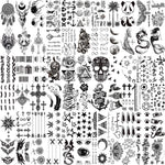VANTATY 66 Sheets 3D Small Black Temporary Tattoos For Women Men Waterproof Fake Tattoo Stickers For Face Neck Arm Children Tattoo Temporary Flower Birds Star Realistic Tatoo Kits For Boy Girls Adults