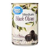 Great Value Medium Pitted Black Olives, 6 Oz